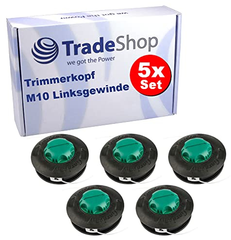 5x Trade-Shop Doppel-Fadenkopf/Trimmerkopf/Mähkopf M10x1,25 links Innengewinde kompatibel mit Emak Efco Oleo-Mac Freischneider mit Winkelgetriebe