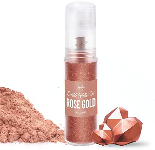 Paillettes Comestibles - 10g Paillette Alimentaire Poudre de Poussière, Poudre de Colorant Alimentaire Métallique pour Boissons, Décoration de Gâteaux, Pâtisserie, Chocolat, Bonbons (Or Rose)