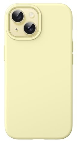 JETech Silikonskal för iPhone 15, Gul | Silkesmjuk Känsla, Stötsäker, Reptålig, Mikrofiberfoder