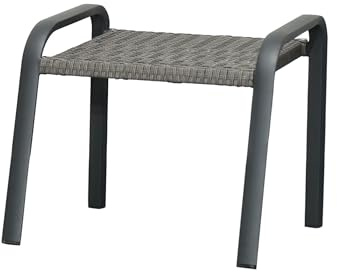 Ploß Kiribati Fußhocker, grau, Aluminium/Polyrattan, 59x50x49,5 cm