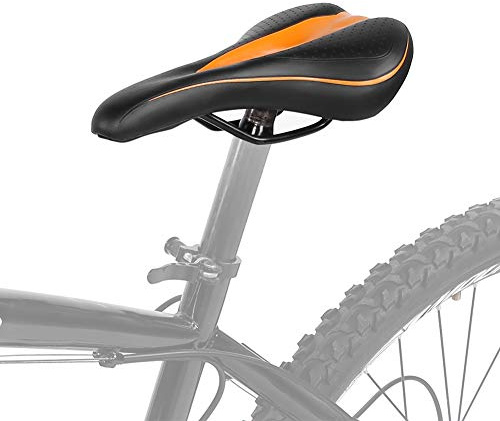 Mountain Bike Saddle fahrradsattel orange Road Bike Saddle, Soft Com orange mtb seat fortable Waterproof Cushion Seat Bike Accessory Hollow Design Black Orange Mountain Bike Saddles