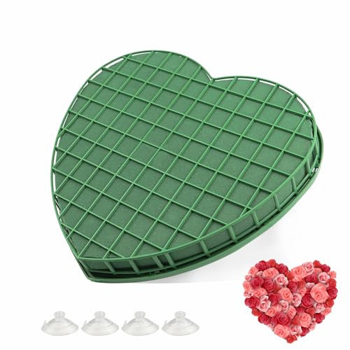 Yudobliss Cuore di Schiuma Floreale, 21 cm Schiuma Floreale Fresca, Schiuma Floreale Spugna, Decorazione Artigianale con Fiori Freschi, con Bentosa, Utilizzabile per Feste, Auto e Matrimoni