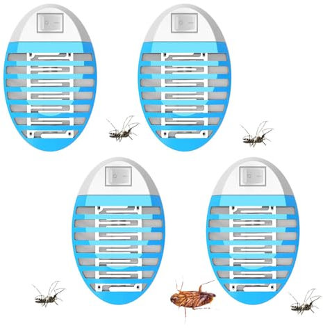 LOFFU Piège à Mouche, Piege Moustique, Lot de 4 piège à Mouches à Fruits d'intérieur, Lumière Anti-Insectes à Brancher