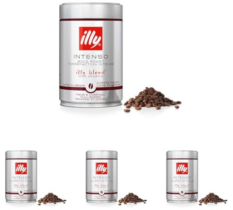 Café en grano illy de tueste INTENSO, lata de 250 g (Paquete de 4)