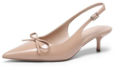DREAM PAIRS Scarpe Slingback Tacco Basso Donna,Nudo,40