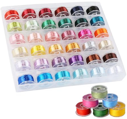 36Pcs Sewing Machine Bobbin Threads with Storage Case Box, Sewing Machine Accessories, Sewings Machines Thread, Assorted Colors for Hand Stitching, Beading Strings, DIY Crafts