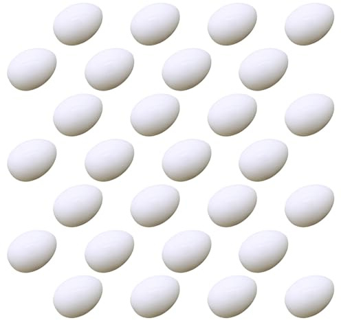 Kichvoe 28Pcs White Simulation Lifelike Plastic Pigeon Eggs for Nest Hatching, Easy to Store Fake Bird Eggs for Incubator and Easter Decoration