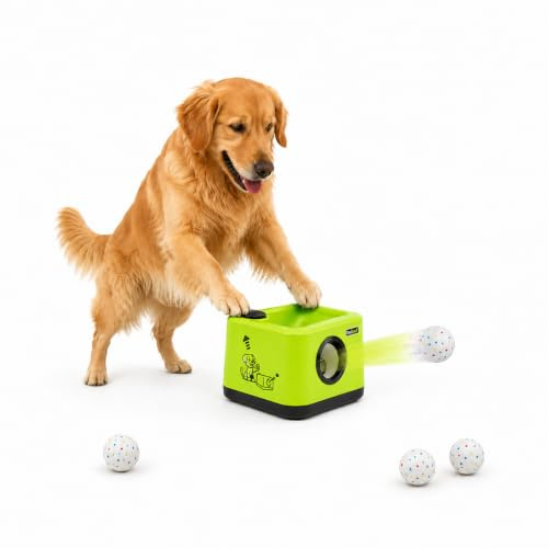 Climsom Ballouf – Lanzador Automático Inteligente de Pelotas para Perros | Modo Automático y Educativo/Manual | Sonido Realista de Ladrido | Distancias Ajustables | Batería Recargable | Modo Automático y Educativo/Manual, Sonido de Ladrido Realista, Distancias Ajustables, Batería Recargable