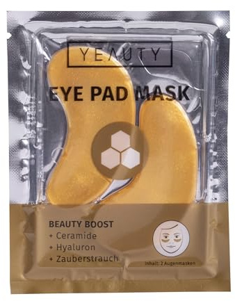 YEAUTY Beauty Boost Lot de 2 coussinets pour les yeux super doux avec un élixir luxueux d'or, de céramide, d'acide hyaluronique et d'arbuste magique qui hydrate et lisse le contour des yeux