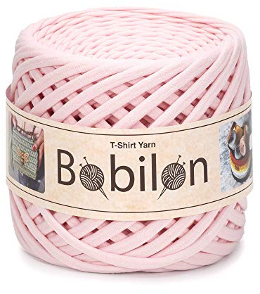 T-shirt-garn i fettuccini-stil, 7–9 mm, trikågarn för virkning och stickning, ekologiskt, makramégarn, bandgarn i 100 % bomull, jerseygarn, rosa (Blush Pink)