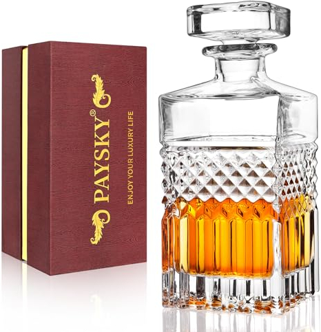 Carafe à décanter à whisky en cristal sans plomb de 900 ml avec bouchon dans une boîte cadeau, carafe à décanter de qualité supérieure pour whisky, bourbon, carafe à whisky pour homme