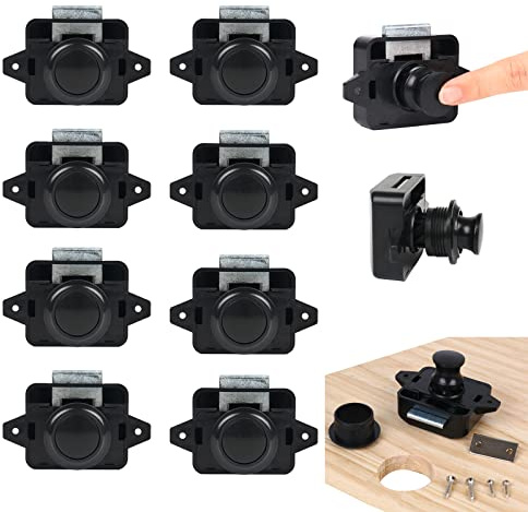 AYYDS 10 botones de presión para puerta de autocaravana, armario, armario, cerradura de puerta de armario, cerradura de muebles, cerradura para autocaravana, furgoneta, caravana o camper (negro)
