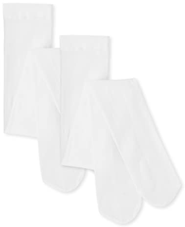 The Children's Place Girls Tights, White 2-pack, 6-7 US