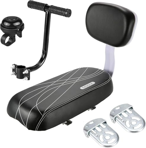 BLOHDI Juego de Asiento Acolchado para Bicicleta para niños, con Soporte para pies de Campana, con asa de reposamuñecas, para niños