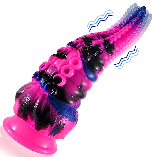 Shkanla Tentacule Gode Vibromasseurs, Masseur Silicone Sex Toýs avec 10 Modes de Vibration, Femme Godemiché Pieuvre Monstre Réaliste Large Vibromasseur Clitoridien Puissant, Anal Plug Jouet Sexuelle