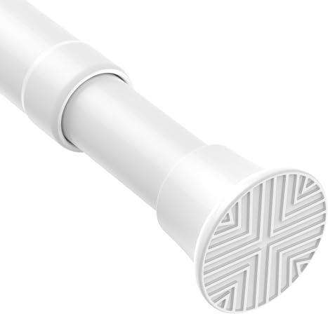 Zipglo 1pack Spring Tension Rods 23-48 Inch Adjustable White Tension Rod Extendable Short Curtain Rod Spring Loaded Curtain Rods For Window, Closet, Kitchen