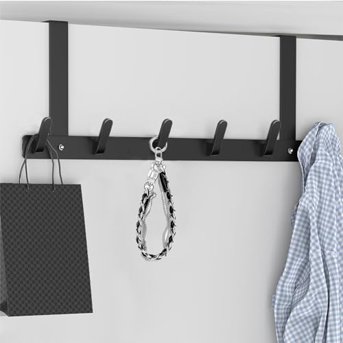 Gerhannery Türhaken zum Einhängen, Anti-Rutsch Türgarderobe mit 6 Haken, Universell Türgarderobe zum Einhängen, Türhakenleiste Badezimmertür Haken, Handtuchhalter für Schlafzimmer, Kleiderschrank
