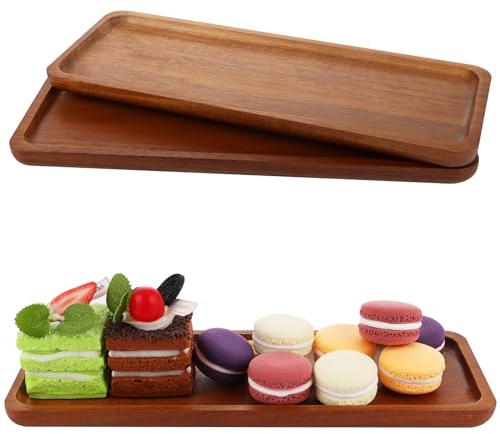 MEIDIV Acacia Wood Tray, Serving Platter with Raised Edge, Serving Boards for Food, Snack Breakfast Sushi Coffee Tea Appetizer (29x10.5)