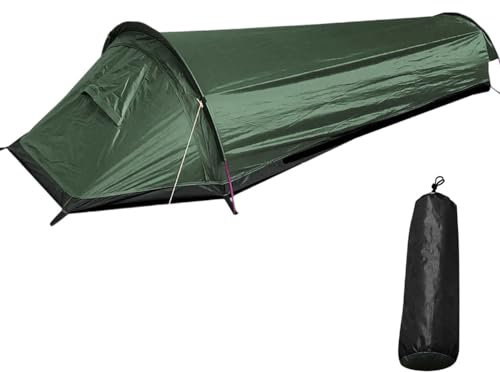 Uezeth Tente pour 1 personne, tente pour 1 personne, tente pour un homme, tente de camping ultralégère pour une seule personne, sac de couchage imperméable pour randonnée, alpinisme, voyage (vert)
