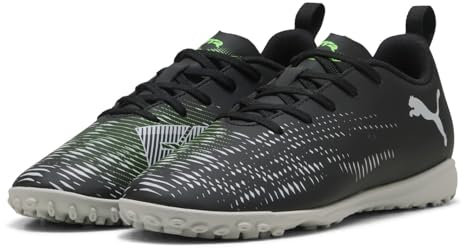 PUMA Unisex Kinder Future 8 Play Tt Jr Fussballschuh, Puma Black Puma Silver Fluo Green, 35 EU