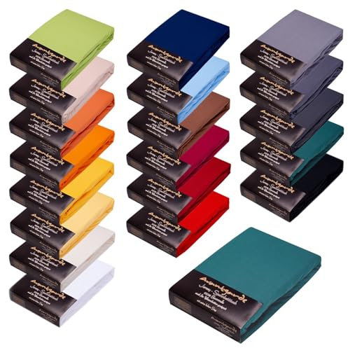 AVANTGARDE Premium Spannbettlaken - 180x200-200x220-40cm Steg - auch für Boxspringbett & Wasserbett - Spannbetttuch ca.170g/m² - Bettlaken 100% Jersey Baumwolle, ÖKO-TEX (15 dunkelgrün)