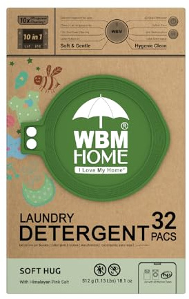 WBM Baby Care Laundry Detergent Pods, 32 Count | Laundry Pods Specially Designed For Clothes | Soft Hug Fragrance With 10x Ultra Power Cleaning