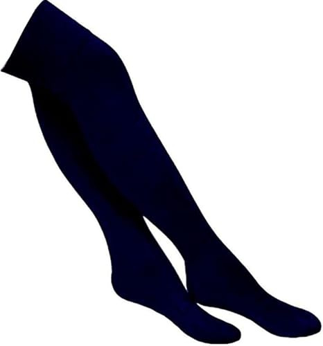 COSHAL Calcetines lisos por encima de la rodilla para niñas, medias altas hasta el muslo para mujer, calcetines largos para botas para mujer, calcetines largos para uso diario, azul marino, 32-34
