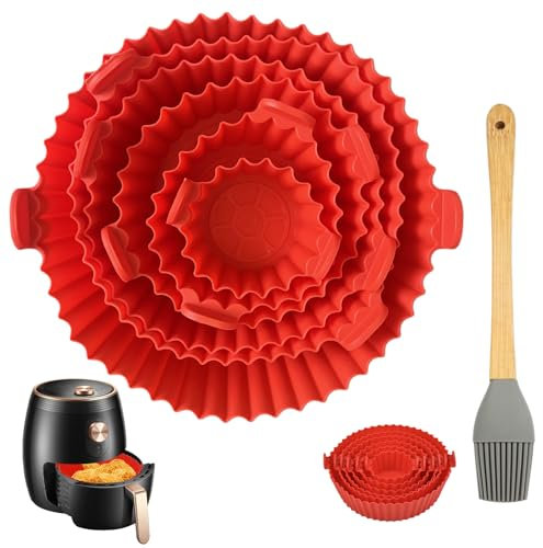 6 Pezzi Teglia Silicone Friggitrice Ad Aria, Silicone per Friggitrice Ad Aria, Contenitori Silicone per Friggitrice Ad Aria, Stampi In Silicone per Friggitrice Ad Aria, per Forno e Microonde