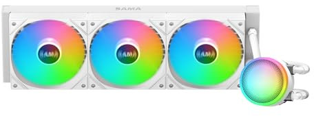 SAMA L60 360mm AIO Liquid CPU Cooler - High-Performance RGB Water Cooling System with 2000 RPM PWM ARGB Fans, Compatible with Intel LGA 1366/115X/2011/1200/1700/1851 & AMD AM4/AM5, White