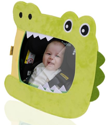 Jovikids Espejo Coche Bebé Asiento Trasero,Visión Clara y Amplia, Prueba de Roturas,Espejo Retrovisor Convexo,Grande y Bonito para Niños (Verde)