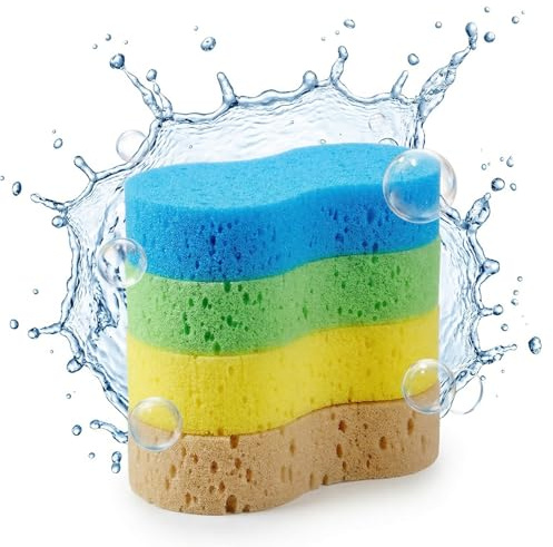ZMaglorian Esponja Coche 4 Unidades – 22x11x4.5cm Esponja Lavar Coche, Limpieza, Car Wash Sin Rayaduras, Extra Grandes