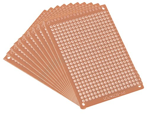 sourcing map 5x7cm Single Sided Universal Paper Printed Circuit Board for DIY Soldering Brown 10pcs