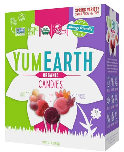 YumEarth Organic Easter Candy Variety Box, 9.4 Ounce - Organic Gummy Fruits, Jelly Beans & Pops - Spring Fruit Flavors - Allergy Friendly, Gluten Free, Non-GMO, Vegan, No Artificial Dyes