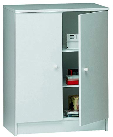 Sarmog Mobile 2 Ante Multiuso Con Ripiani e Ante, Finitura Bianco Liscio, Salvaspazio, Kit H80 L62 P34 (Bianco Fiammato)