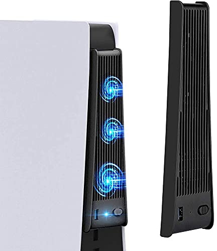 MMOBIEL 3 st externa kylande fläktar med USB 3.0 som är kompatibla med PlayStation PS5 och PS5 Digital Edition - svart - inklusive USB 3.0-port