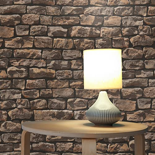 TADESSI Tapet stenutseende Vicco M1-No.871 fibertapet brun beige stentapet för vardagsrum sovrum kök non-woven