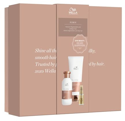 Wella Professionals Fusion Intense Repair Geschenkset – reparierende Haarpflege für kaputtes Haar – Set aus 250 ml Shampoo, 200 ml Conditioner und 30 ml Oil Reflections Haaröl – inkl. Geschenkbox