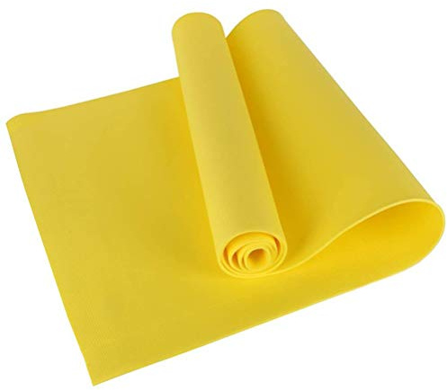 Estera de Yoga con Correa, Estera de Yoga de 4 Mm EVA EVA Antideslizante Fitness Slim Yoga Home Gym Esteras de Ejercicio para Mujeres, Hombres y Niños (Amarillo)