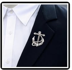 Broche de ancla de cristal, collar de ramillete de perlas, pin de pecho vintage con diamantes de imitación para abrigos, faldas y accesorios para mujeres, hombres y niñas