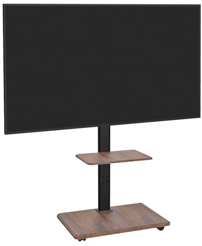 XTRARM Soporte TV Pie Portátil Delphos con Base de Madera, Soporte TV Ruedas, para TV de 32-70 y hasta 45 kg, TV Stand Regulable en Altura hasta Aprox. 130 cm, Giratorio ±25°, VESA MAX. 600x400