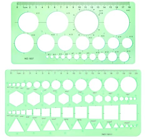 Circle Stencil, 2 Pcs Circle Templates for Drawing Clear Drawing Stencil Template Plastic Measuring Template Ruler Geometric Round Stencils Drafting Tools for Office School Supplies Building Formwork