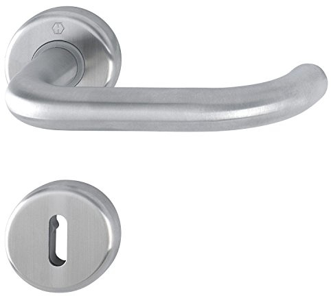 Hoppe Juego de manillas para baño y roseta BB, TS 42 – 47 mm, acero inoxidable mate