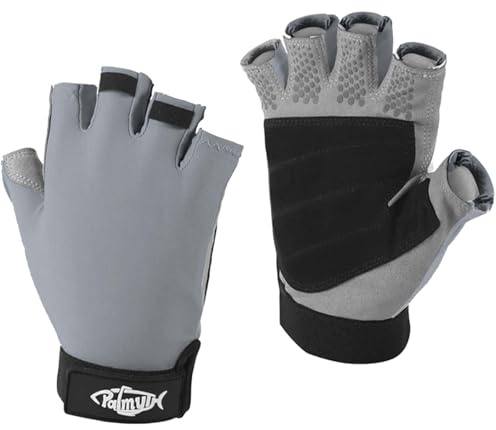 Palmyth UV Fishing Gloves Sun Protection Fingerless Kayaking Glove Men Women UPF 50+ SPF for Sailing, Hiking, Paddling, Canoeing, Rowing, Driving (Charcoal, Large)