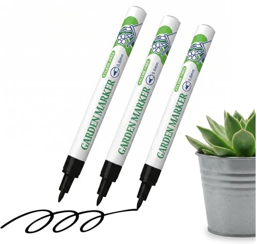 poluu Garden Marker Pens,Black Permanent Markers (3 PCS Black) | for Plant Labels Pots Tools Outdoor Use,UV-Resistant Waterproof Quick-Dry Ink 0.8mm Genuine Fine Tip Permanent Marker