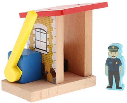 Harilla Juego de Construcción de Accesorios de Escena de Tren de Plástico de Madera para Niños Realistas Juguetes, La estación de policía