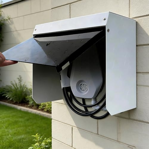 Genérico Techo Protector para estación de Carga de vehículos eléctricos, Carcasa Mural para Cargador de vehículos eléctricos con Cubierta acrílica, Protectores metálicos para Toma de Timbre Exterior