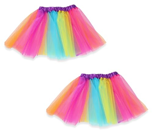 WUMZIRA Pack de 1 Faldas Tutu, Falda de Tul Arcoíris con Cintura Púrpura para Ballet, Fiesta de Carnaval, Halloween y Disfraz de Princesa, Longitud 30cm, Elástica y Cómoda