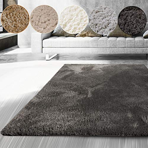 casa pura Tapis de Couloir - Tapis Shaggy | Tapis Moderne Poils Longs | Moquette sur Mesure pour Chambre, Salon, Descente de Lit | Flokati Ultra Moelleux | Gris Foncé - 80x250 cm