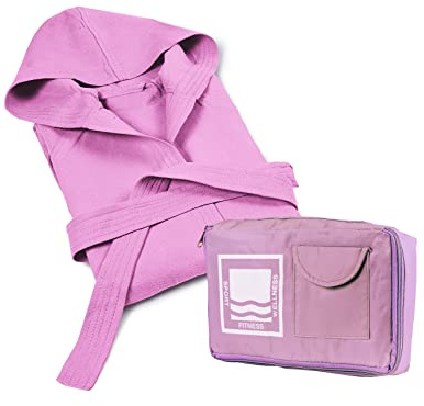 Banzaii Accappatoio in 100% Microfibra con Cappuccio – Accappatoio Uomo e Donna con Borsa Resistente e Salvaspazio - Taglia XL Lilla