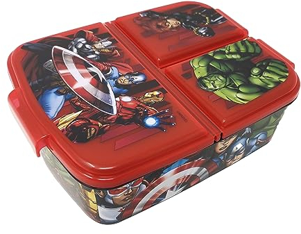 Theonoi Boîte repas pour enfant - Boîte à déjeuner pour enfant avec compartiments - Boite à goûter pour la maternelle - En plastique sans BPA (Avengers Heroes)